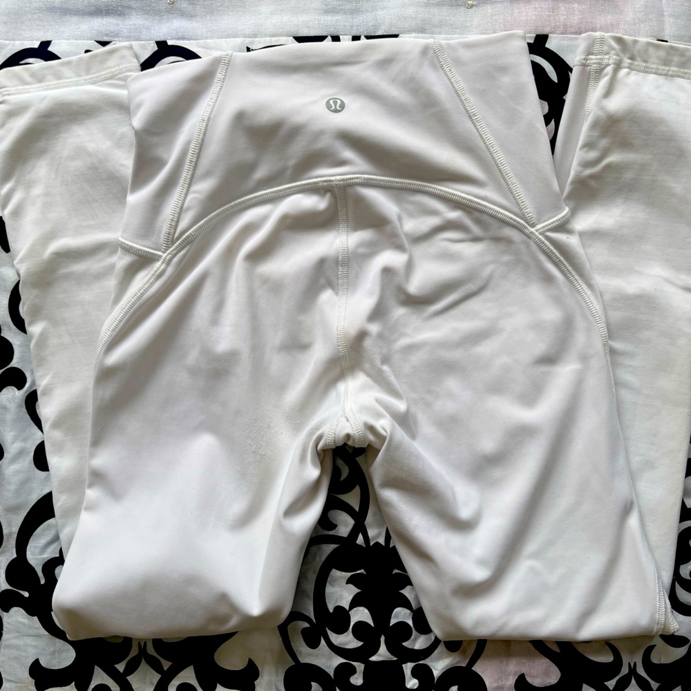 Lululemon white mesh insert running tights